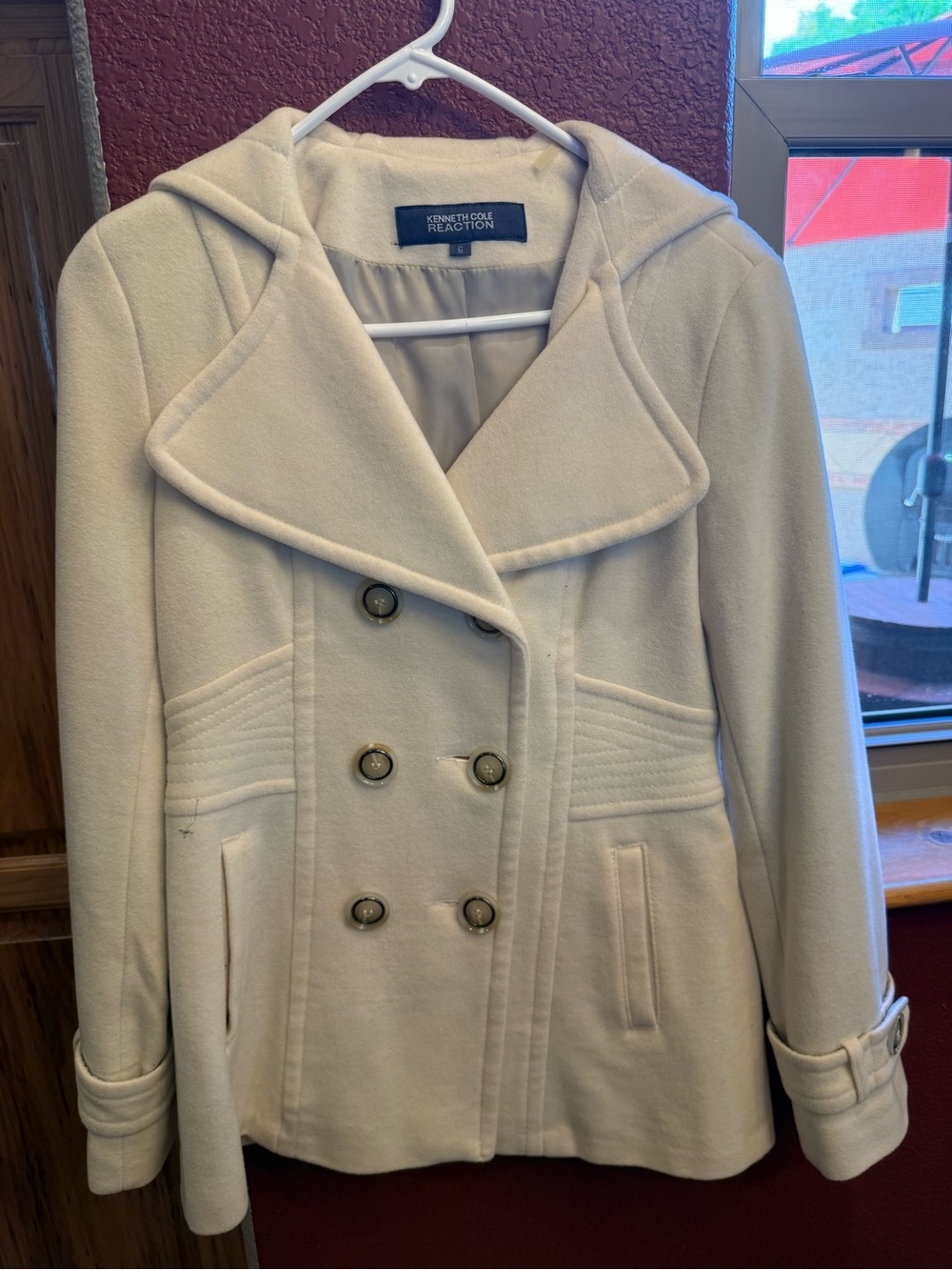 Kenneth Cole cream double-breasted pea coat